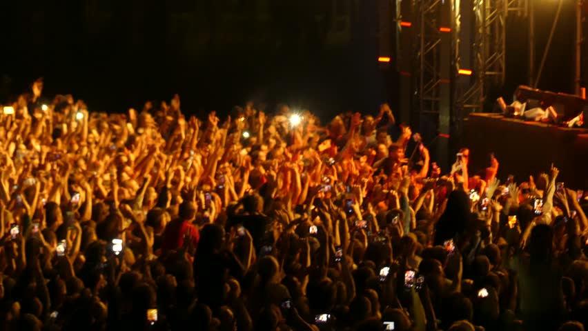 Kiev, Ukraine - September 15, 2018: Fans use gadgets and smartphones. Many people
