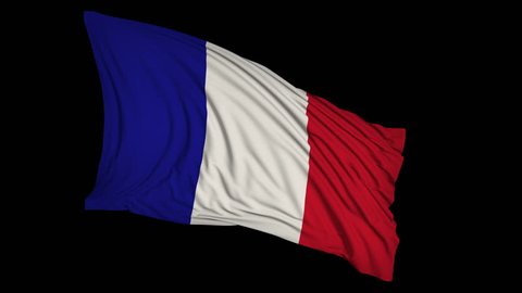 French flag in slow motion. The flag develops smoothly in the wind. Wind waves spread over the flag. This version of the flag in smooth motion is suitable for almost any video
