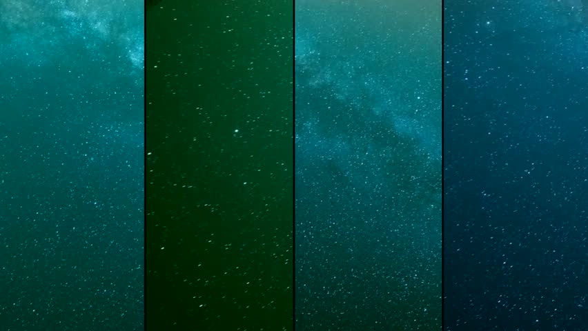 Collage footage clear skies & nice stars, milky way nighr, beautiful time lapse soft, small clouds in horizon, dramatic colors. Beautiful relaxing weather.