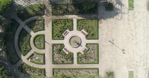 Drone View of Beautiful City Park Gardens – Parque Araucano in Santiago Chile