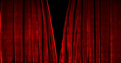 Real Velvet Cloth Stage Cinematic red silk Curtain open footage. Curtain For theater, opera, stage scenes. This opening curtain are shooted on Red Camera - slow motion. Real Cinematic Curtain.