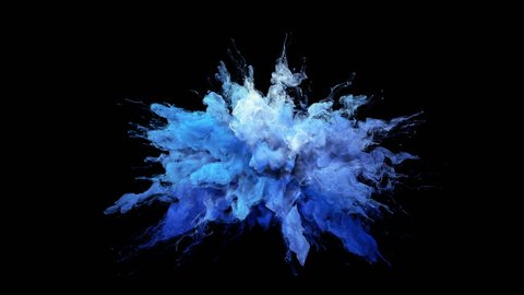 Gradient Blue Color Burst - colorful smoke explosion fluid particles alpha matte