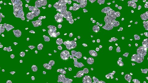 Diamonds Rain Falling Diamonds 4K Glamour Crystals alpha matte Animation. Has alpha matte green screen Alpha Channel transparent mask