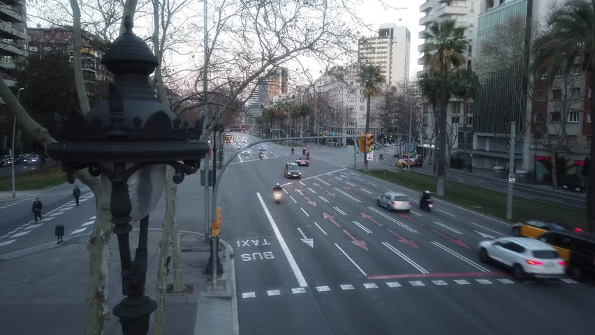 Street in Barcelona. Spain. Aerial view of Diagonal Avenue