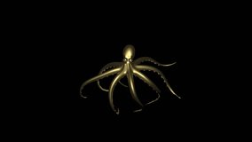 3D Animated strobing effect octopus dancing in the strobe motion background with rays. Video Art  