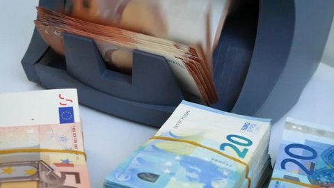 cash money counter and detector of banknotes for the count of notes and determination of fake 50 and 20 euro