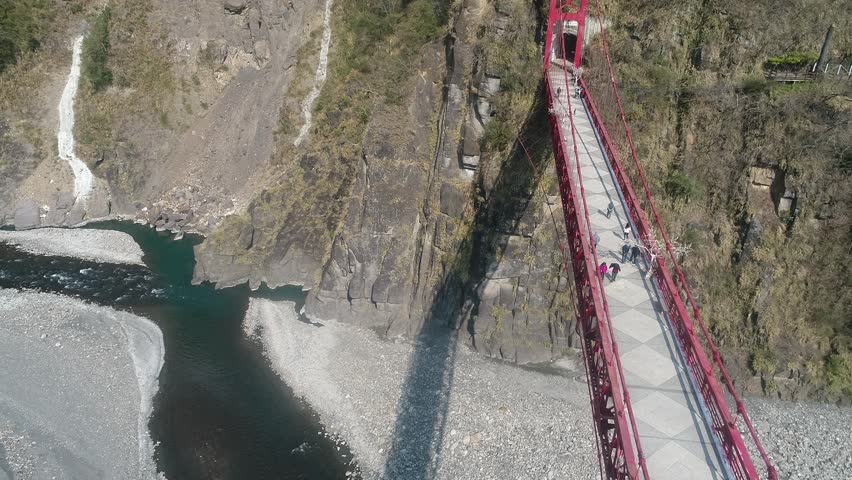 Suspension bridge shot by drone