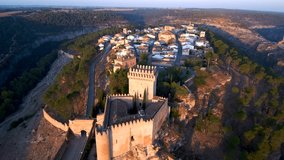 Drone in  spanish castle of Alarcon. Cuenca. Spain. 4k Video