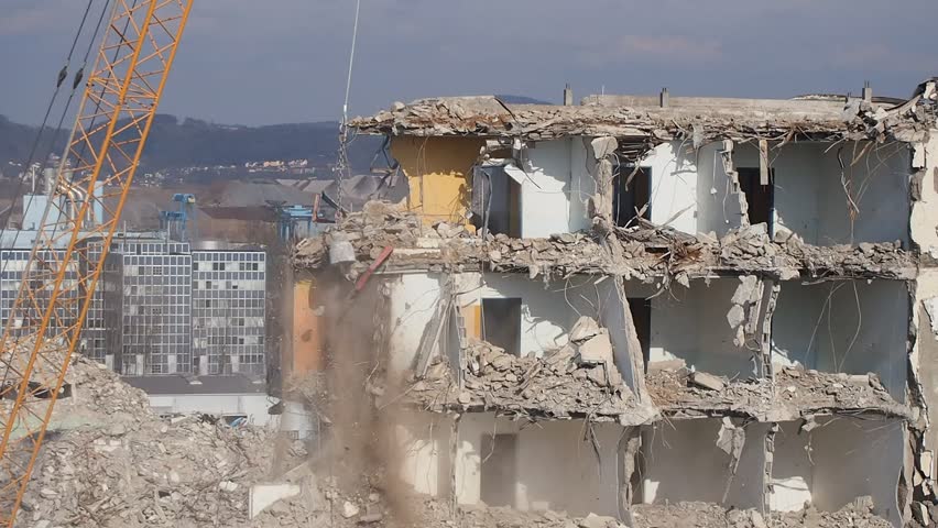 building destroyed by a wrecking ball