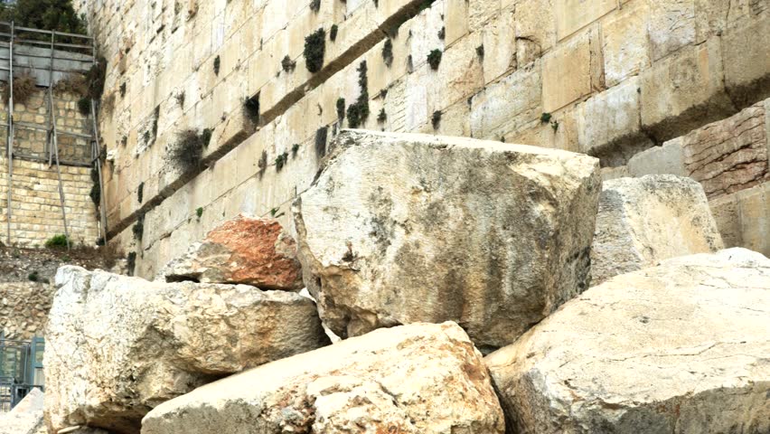 The ruins of the Second Temple, discovered during excavations near the Western Wall of the Temple Mount in Jerusalem Royalty-Free Stock Footage #1024985636