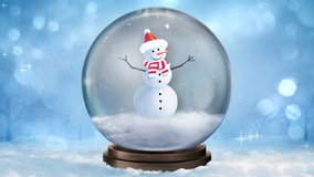 Snowman Snow Globe 4K Loop features a Snow Globe in a winter scene with a snowman amidst falling snow in the globe animated in a loop - Powered by Shutterstock - Get 15% off with code: PIKWIZARD15