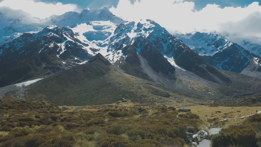 Mouintains in Hooker Valley Track in Aoraki National Park, New Zealand, South Island