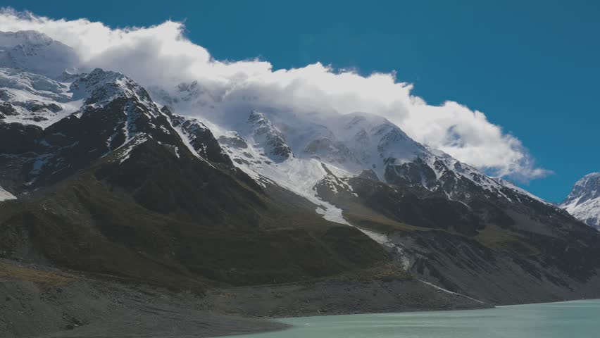 Mouintains in Hooker Valley Track in Aoraki National Park, New Zealand, South Island