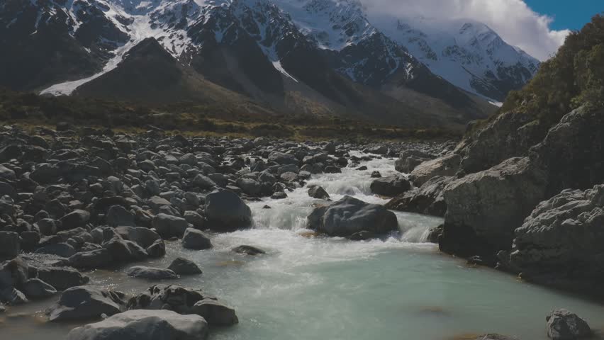 Mouintains in Hooker Valley Track in Aoraki National Park, New Zealand, South Island