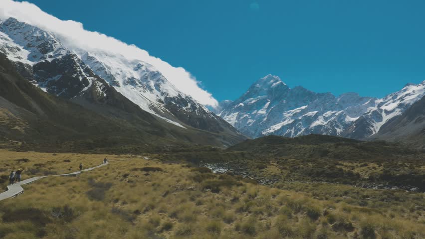 Mouintains in Hooker Valley Track in Aoraki National Park, New Zealand, South Island