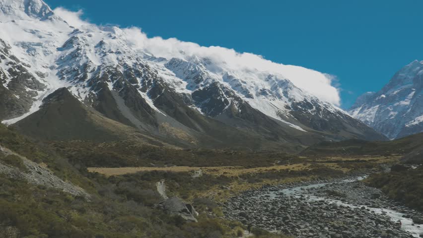 Mouintains in Hooker Valley Track in Aoraki National Park, New Zealand, South Island