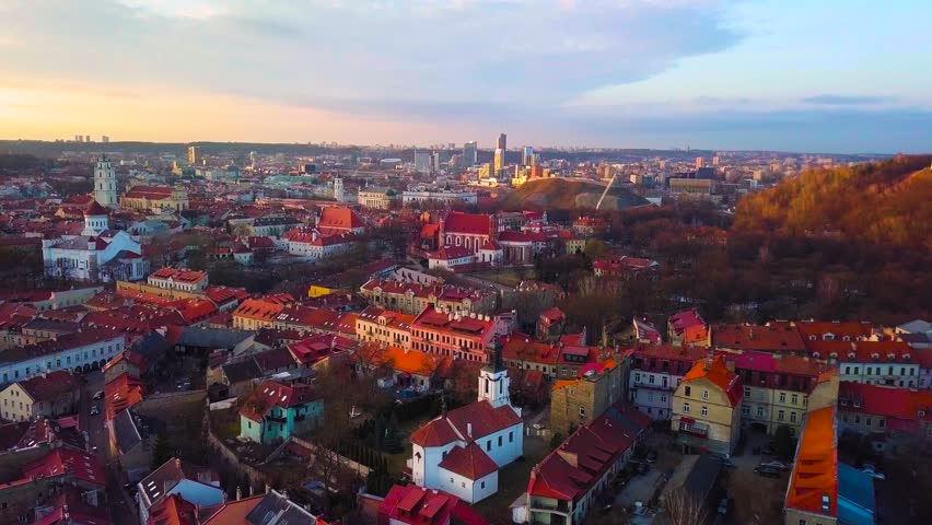 VILNIUS, LITHUANIA - aerial view of Vilnius old city Royalty-Free Stock Footage #1025014052