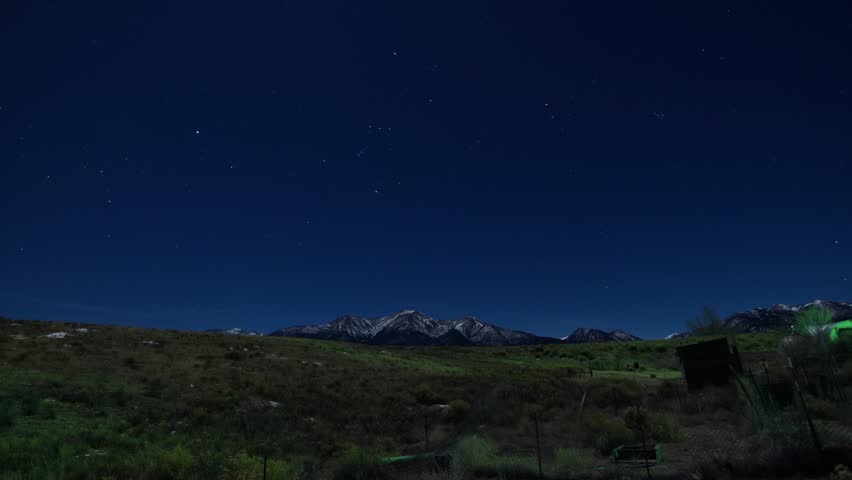 Time-lapse video of star trails over Mt.Princeton in the mountains of Colorado.  This video shows the trails of stars at night over a snow covered mountain.