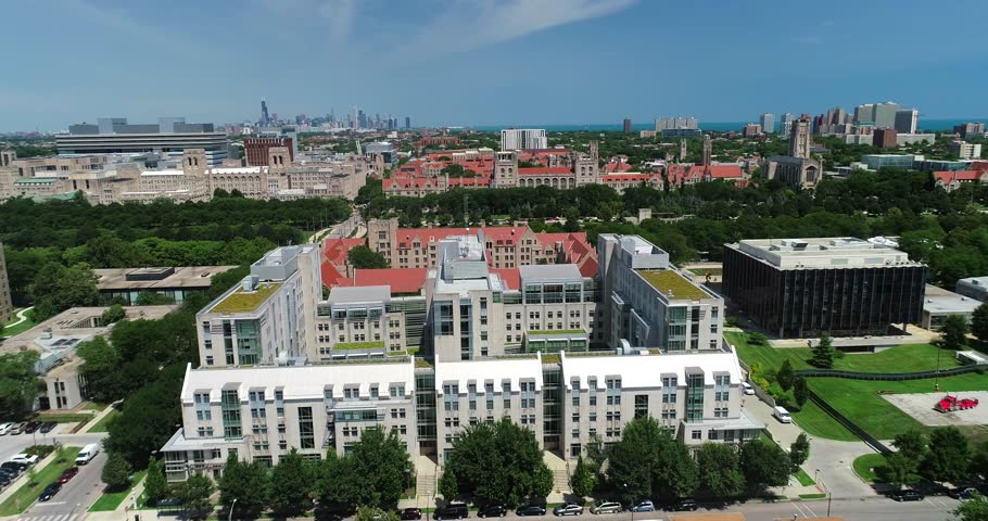 Chicago, Illinois/USA - February 21, 2019: Scenic aerial view 