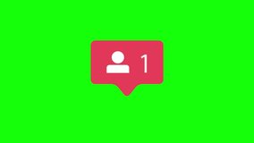 Follower Icon On Green Chroma Key Background. Followers Counting for Social Media 1-3m. 4K video.