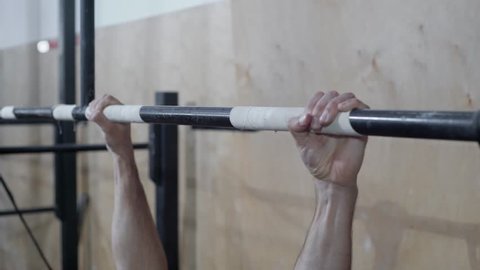 Gym training on horizontal bar