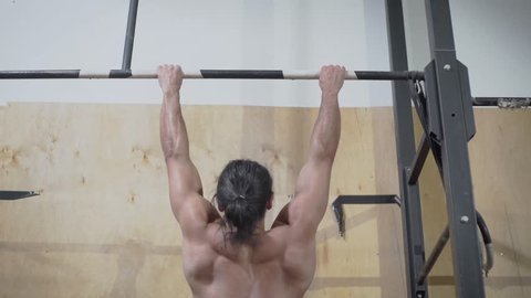 Training horizontal bar in gym