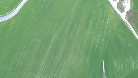 Green fields in Aguilo. village of Barcelona. Spain. 4k Drone Video 