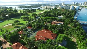 Aerial video of luxury houses in Miami Beach FL