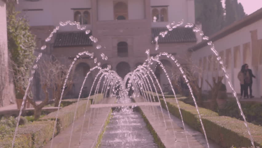 Amazing fountains in the gardens of Alhambra, Granada.
