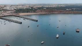 Portugal Sagres Algarve Harbor. Drone Footage.