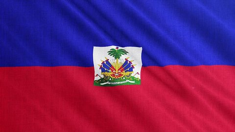 Haiti flag is waving 3D animation. Symbol of Haiti national on fabric cloth 3D rendering in full perspective.