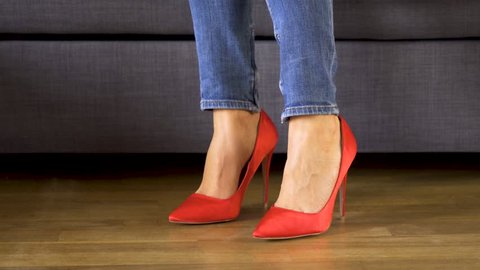 Woman On Couch Red High Heels Stock Footage Video (100% Royalty-free ...