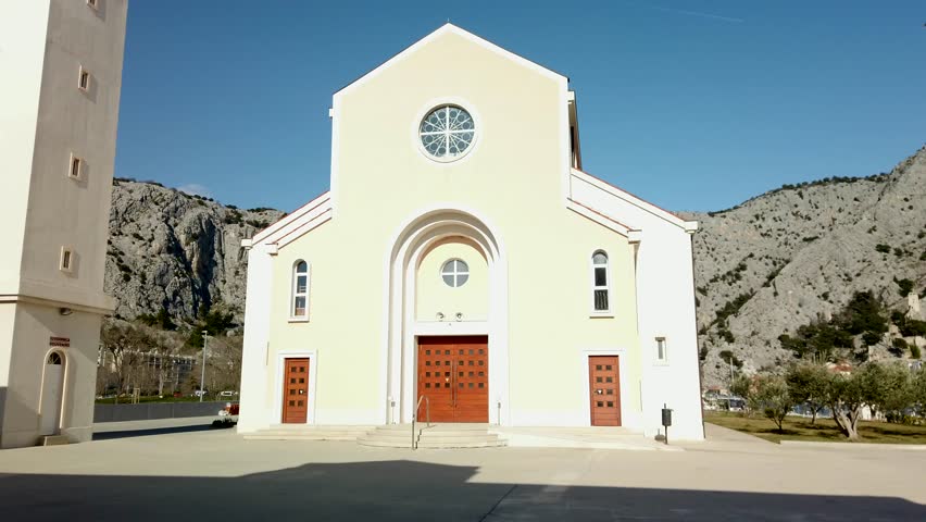 Saint Peter Church (sv. Petar - Priko) in Omis, Croatia on a sunny day
