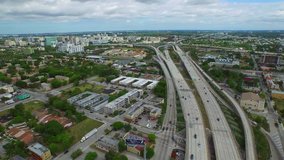 Aerial highway hyperlapse video Miami I95 4k