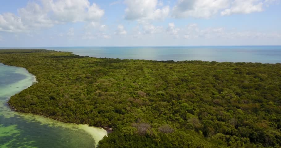 AERIAL: slowly lifting up from a portion of Elliot Key, Florida.