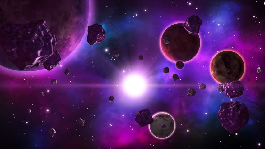 space sci-fi background spinning planets asteroids Stock Footage Video ...