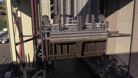 Boat Lift Sluice Lock Closing Container Stock Footage Video (100% ...