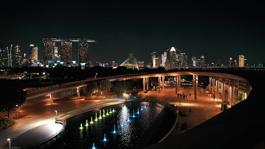 Singapore, CENTRAL SINGAPORE / Singapore - 11 29 2018: Singapore Skyline at Night