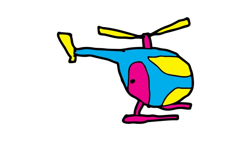 kids drawing white screen with theme of helicopter