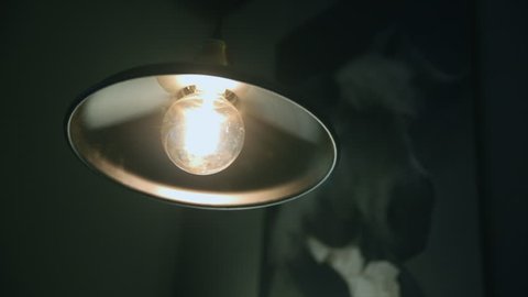 Hanging lamp im luster close up shot. Dark background