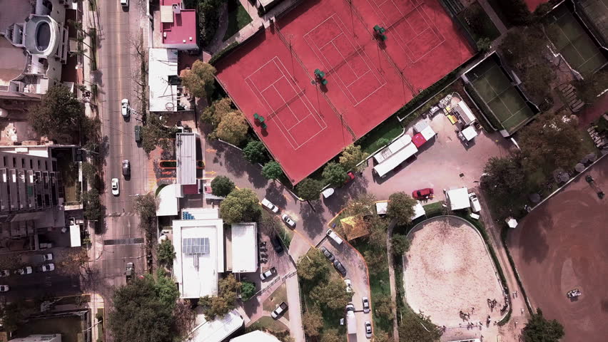Guadalajara, Jalisco / Mexico - 01 20 2018: Red clay tennis courts at a country club in Guadalajara, Mexico