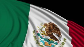 Mexican flag in slow motion. The flag develops smoothly in the wind. Wind waves spread over the flag. This version of the flag in smooth motion is suitable for almost any video
