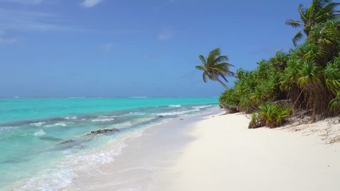 Tropical Sandy Beach of the Deserted Island Innafushi in Baa Atoll, Maldives