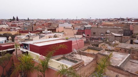 Static Shot of Marrakech Rooftops at Sunset