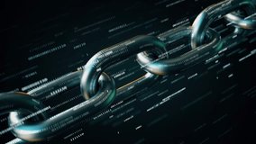 Metal chain with many binary numbers. Blockchain technology conceptual loopable 3D animation - Powered by Shutterstock - Get 15% off with code: PIKWIZARD15