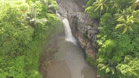 4K Aerial view of Tegegungan Waterfall in Bali, Indonesia