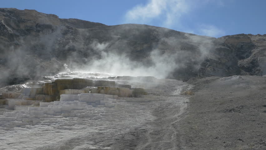 Great view of Mammoth Hot Springs, Yellowstone National Park, Wyoming
