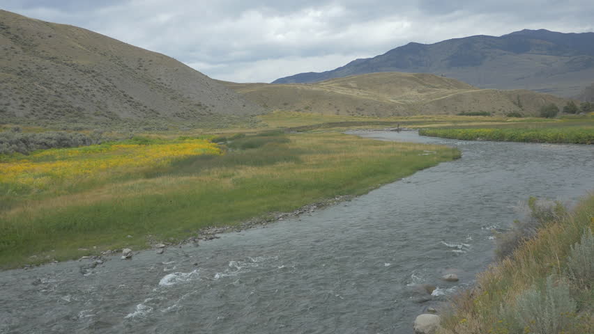 Firehole River flowing in Yellowstone National Park, Wyoming
