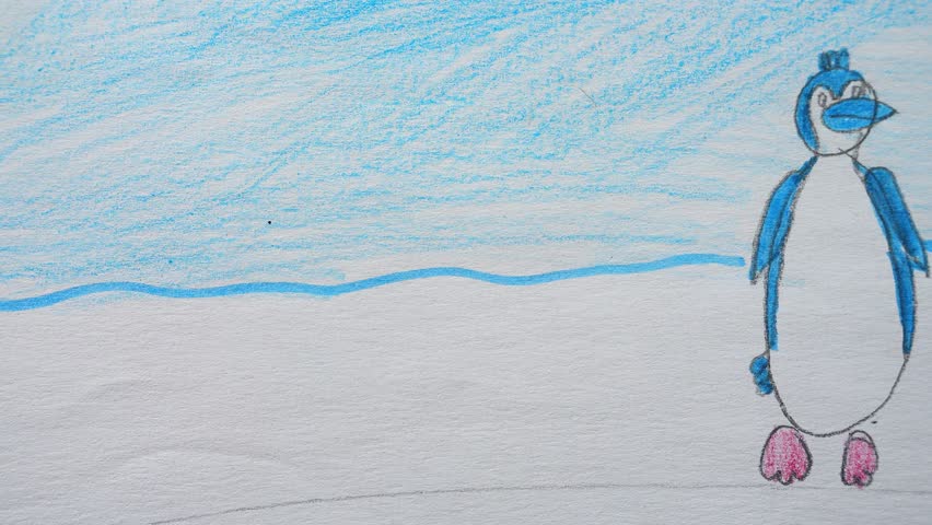 Drawing of penguins.