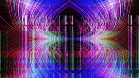psychedelic mirrored pattern of abstract moving shapes lights and form